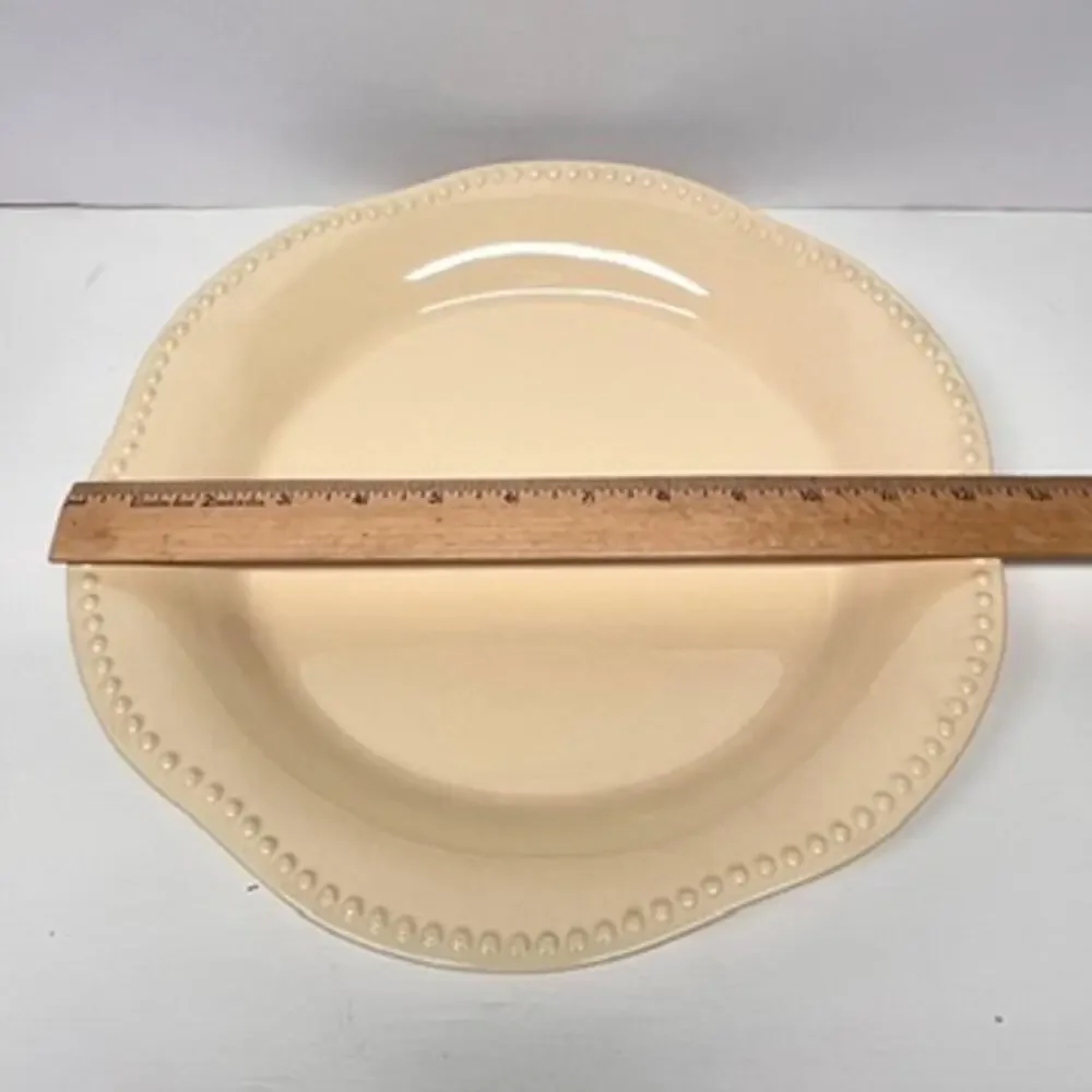 Pottery Barn Emma Beaded Hobnail Rim Scalloped Yellow Serving Platter 12.5in